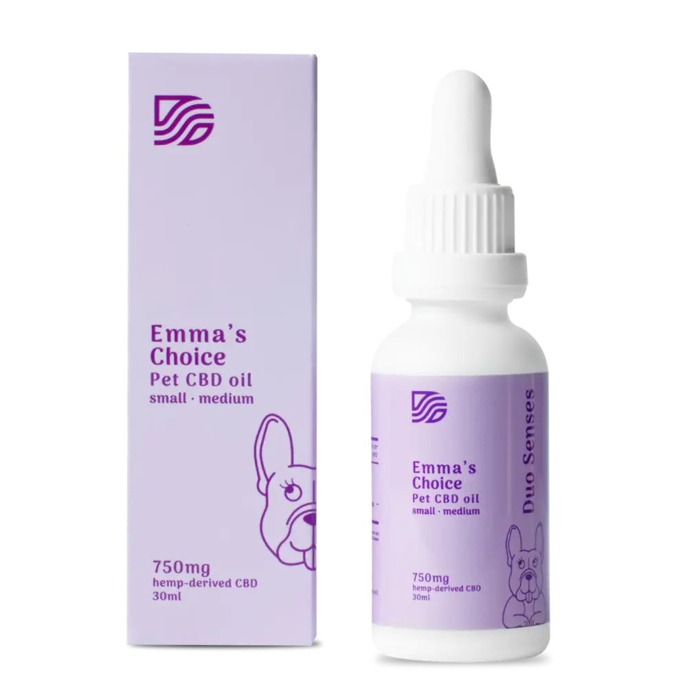 Duo Senses Emma's Choice 750mg full spectrum CBD oil main product image for small to medium dogs and pets