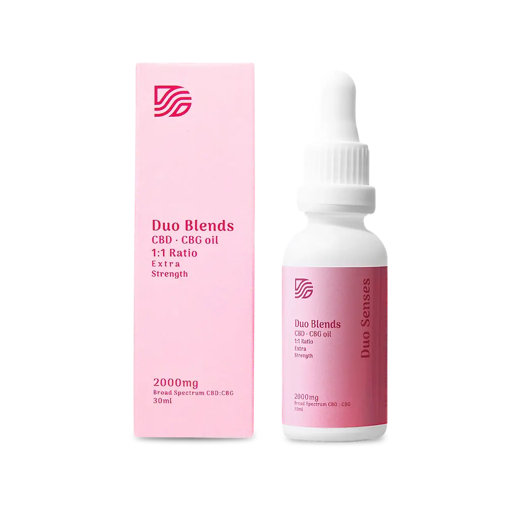 CBD CBG Oil for Pain & Inflammation Support 1:1 Ratio 3 Duo Senses Duo Blends 2000mg broad spectrum CBD and CBG 1:1 ratio oil with MCT oil main product image