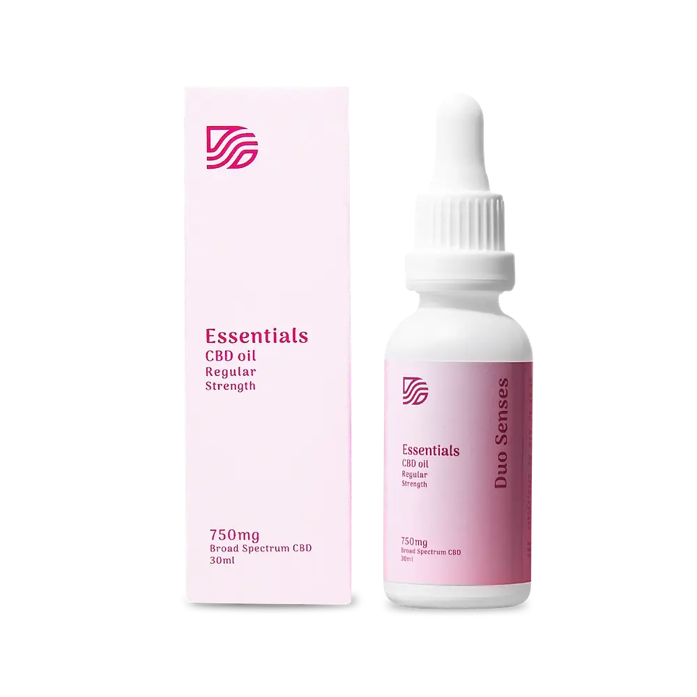 Duo Senses Essentials broad spectrum CBD oil 750mg with MCT oil main product image for daily wellness