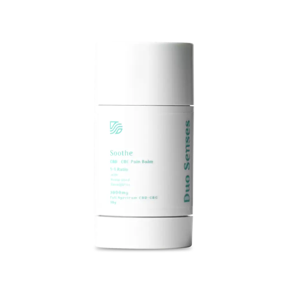 Duo Senses Soothe hot and cold CBD pain balm main product image with full spectrum hemp extract for targeted joint and muscle relief